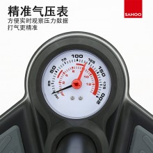 【321040】SAHOO 鲨虎 高压自行车打气筒 旋入式气嘴头 铝管 铁底座 加长手柄