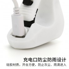 【71391-WHITE】SAHOO鲨虎自行车灯车前灯USB充电山地车前灯夜骑灯